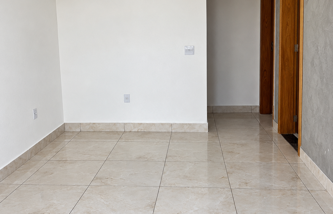 Sala Minimalista com Piso de Mármore Claro